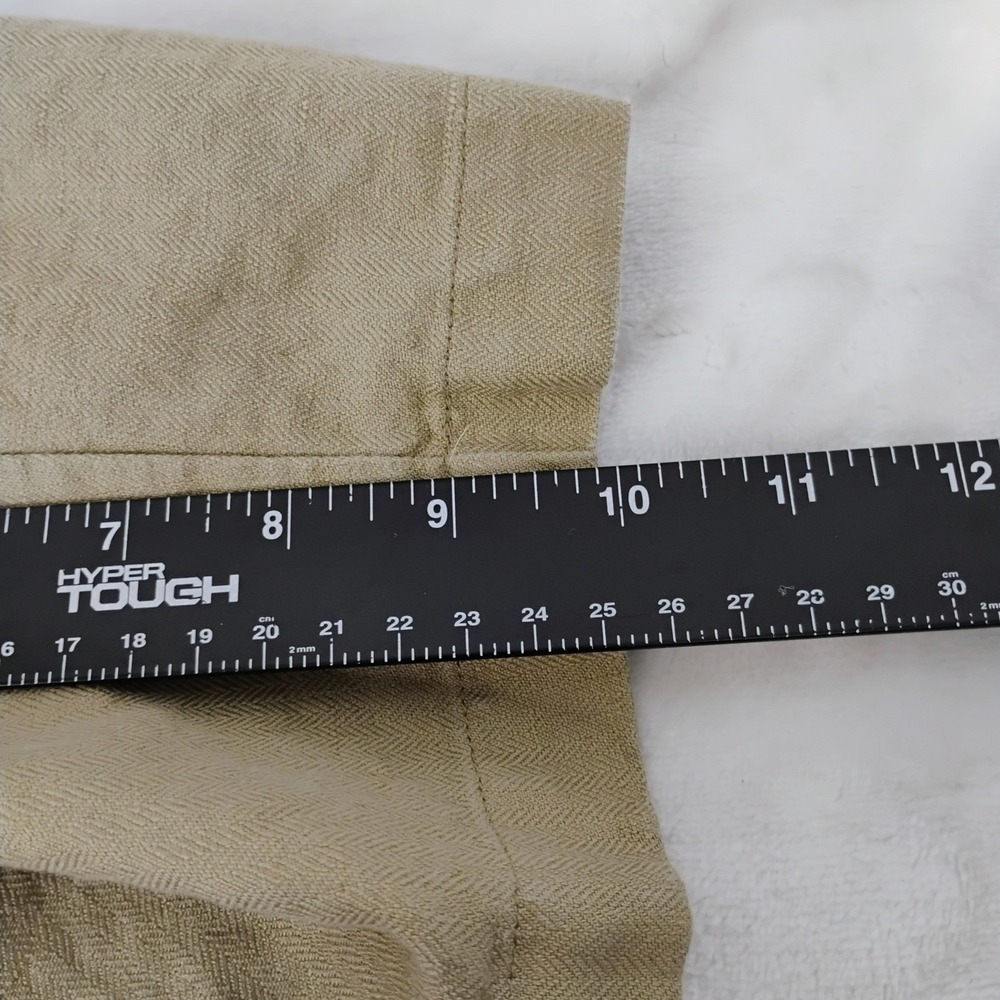 Caribbean Mens 38 Khaki Tan Linen Cotton Herringbone Pleated Shorts - Picture 4 of 6